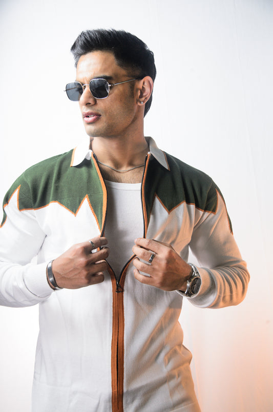 Alpine Crest Knit Full Zip T-Shirt - WHITE