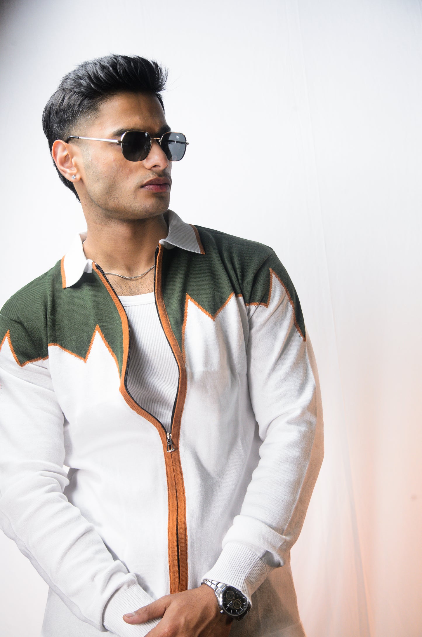 Alpine Crest Knit Full Zip T-Shirt - WHITE
