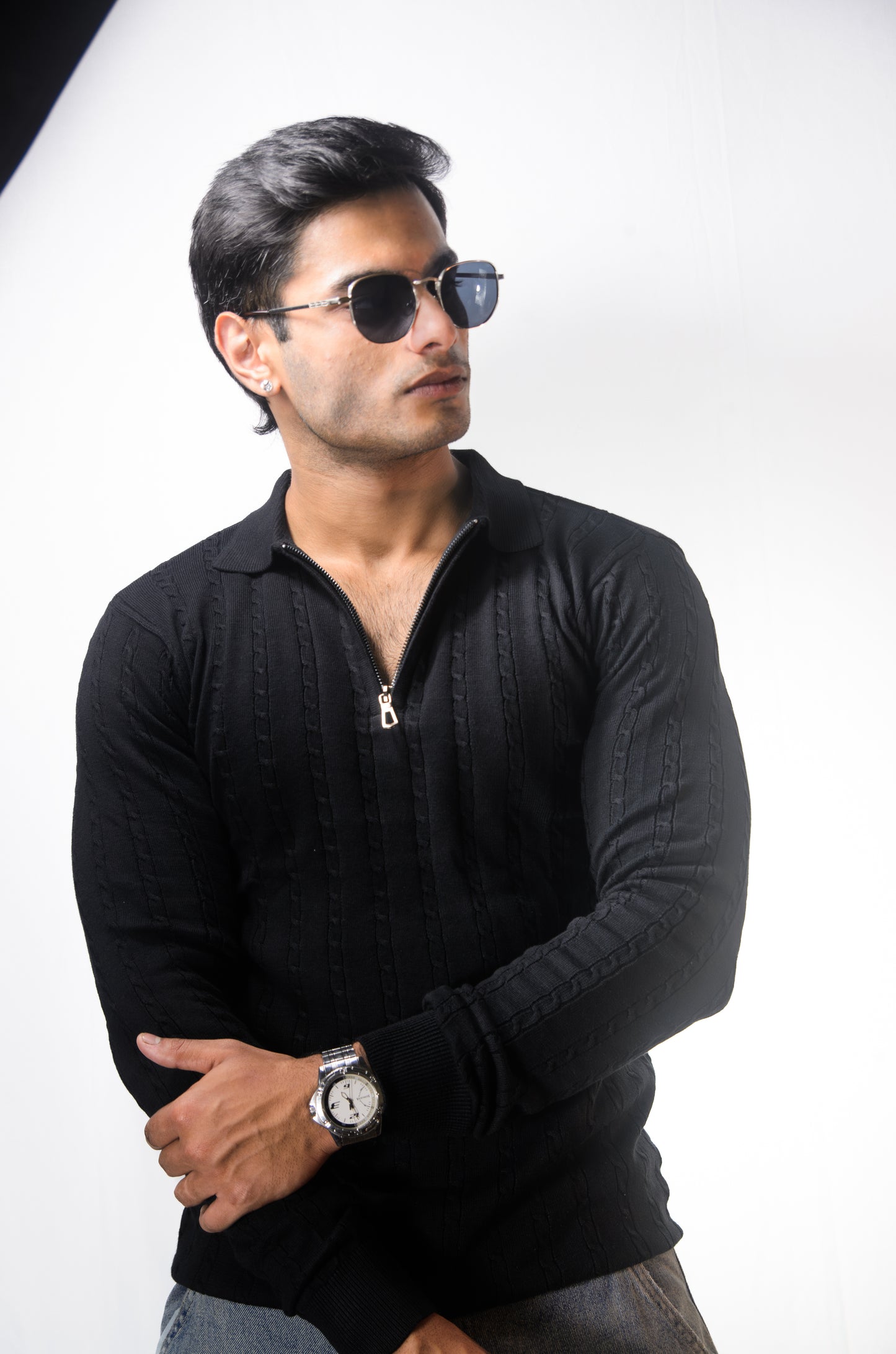 Swiss Elegance Full Sleeve T-shirt-BLACK