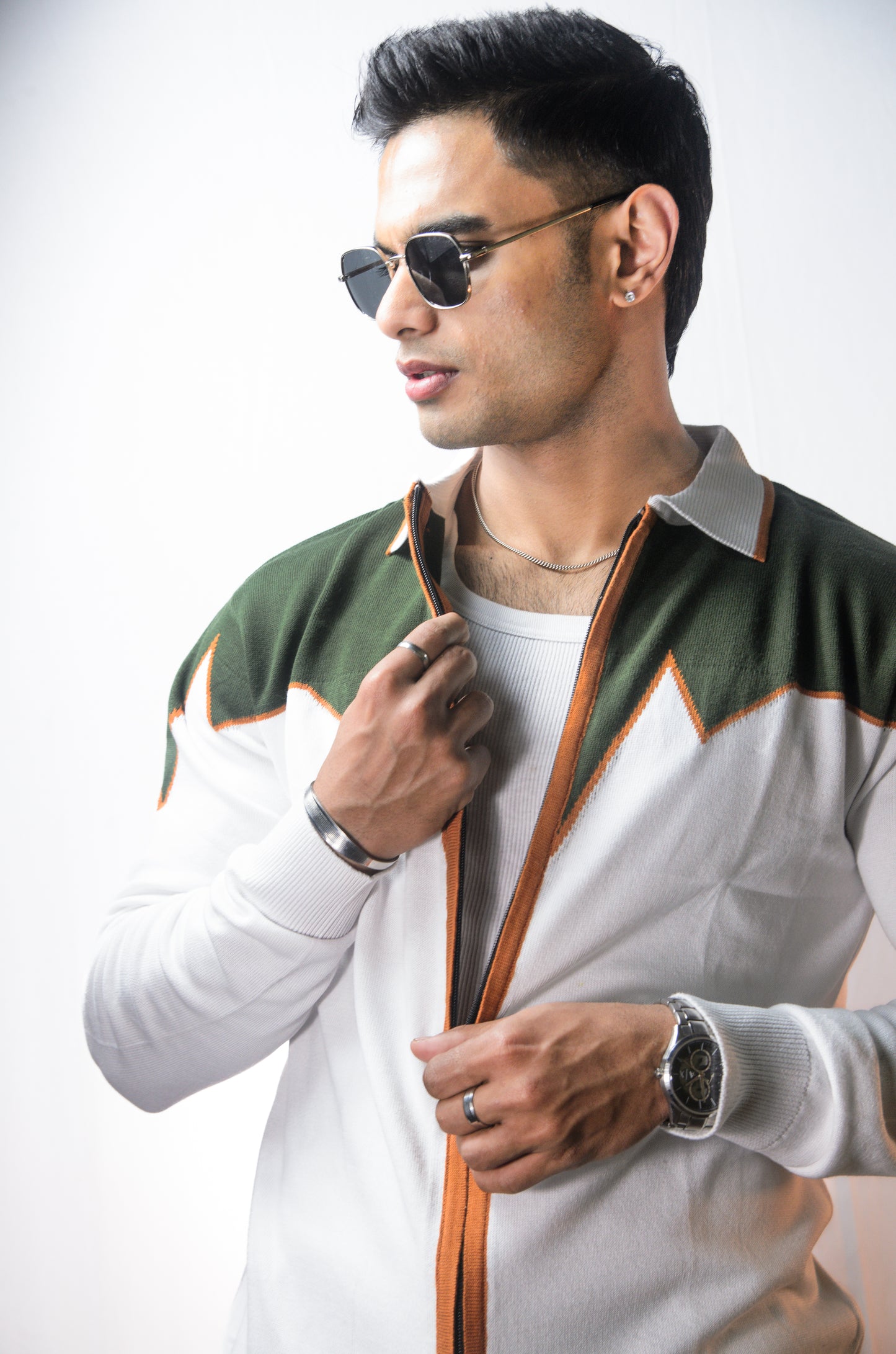 Alpine Crest Knit Full Zip T-Shirt - WHITE