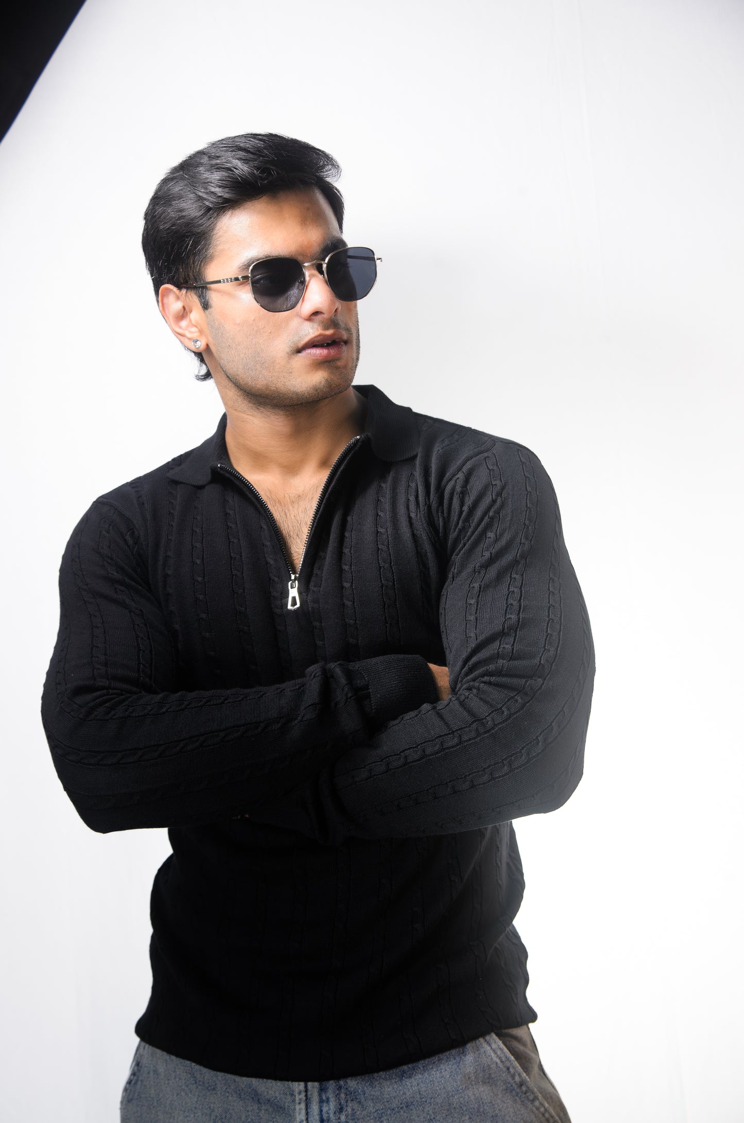 Swiss Elegance Full Sleeve T-shirt-BLACK