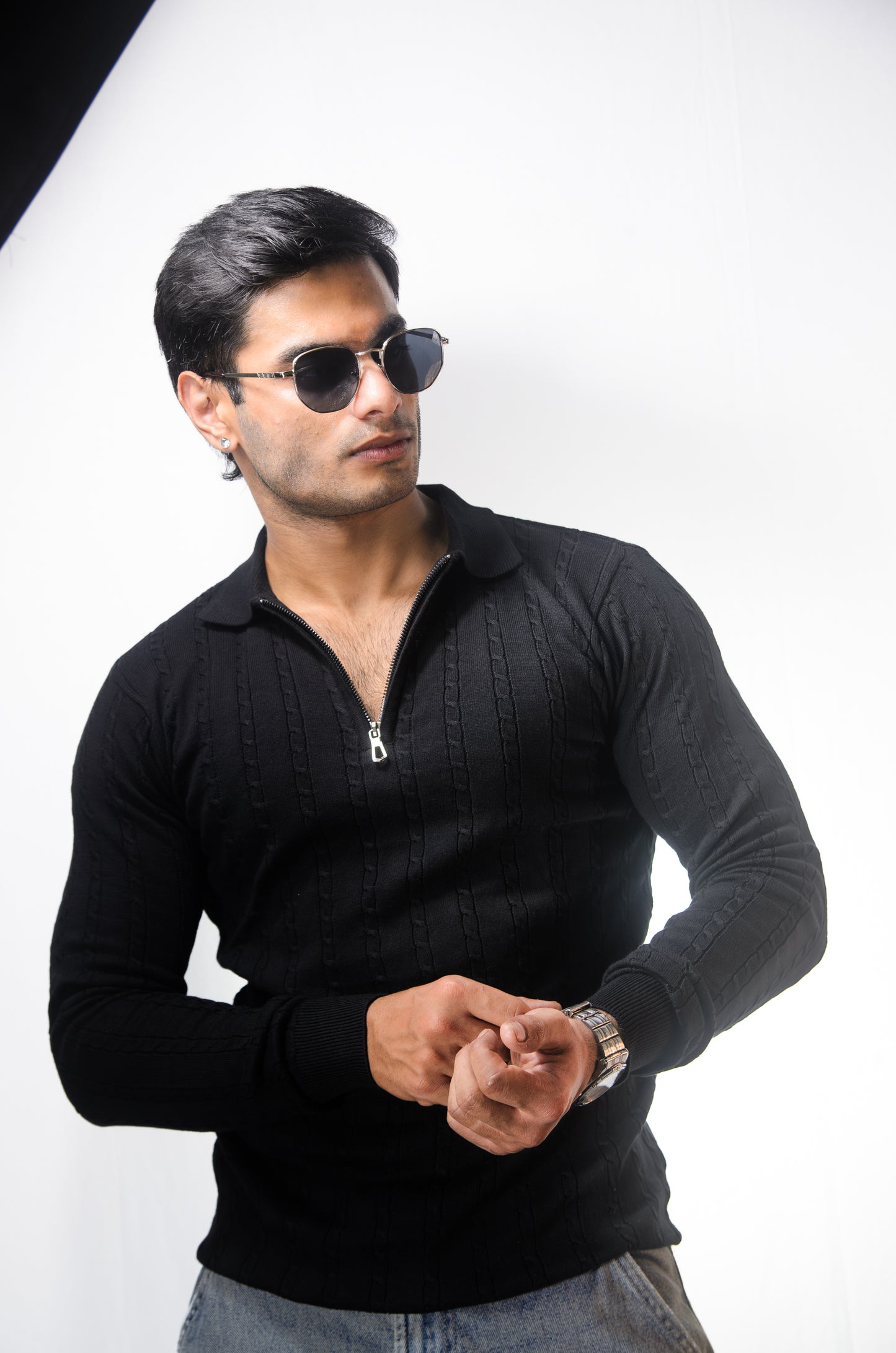 Swiss Elegance Full Sleeve T-shirt-BLACK