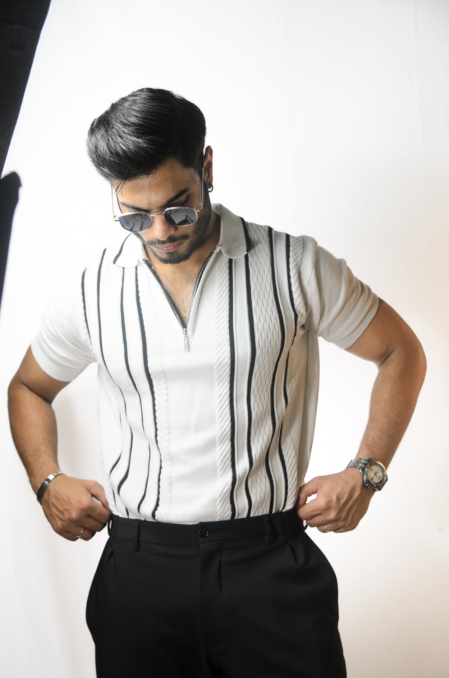 Textured Polo T-Shirt - WHITE