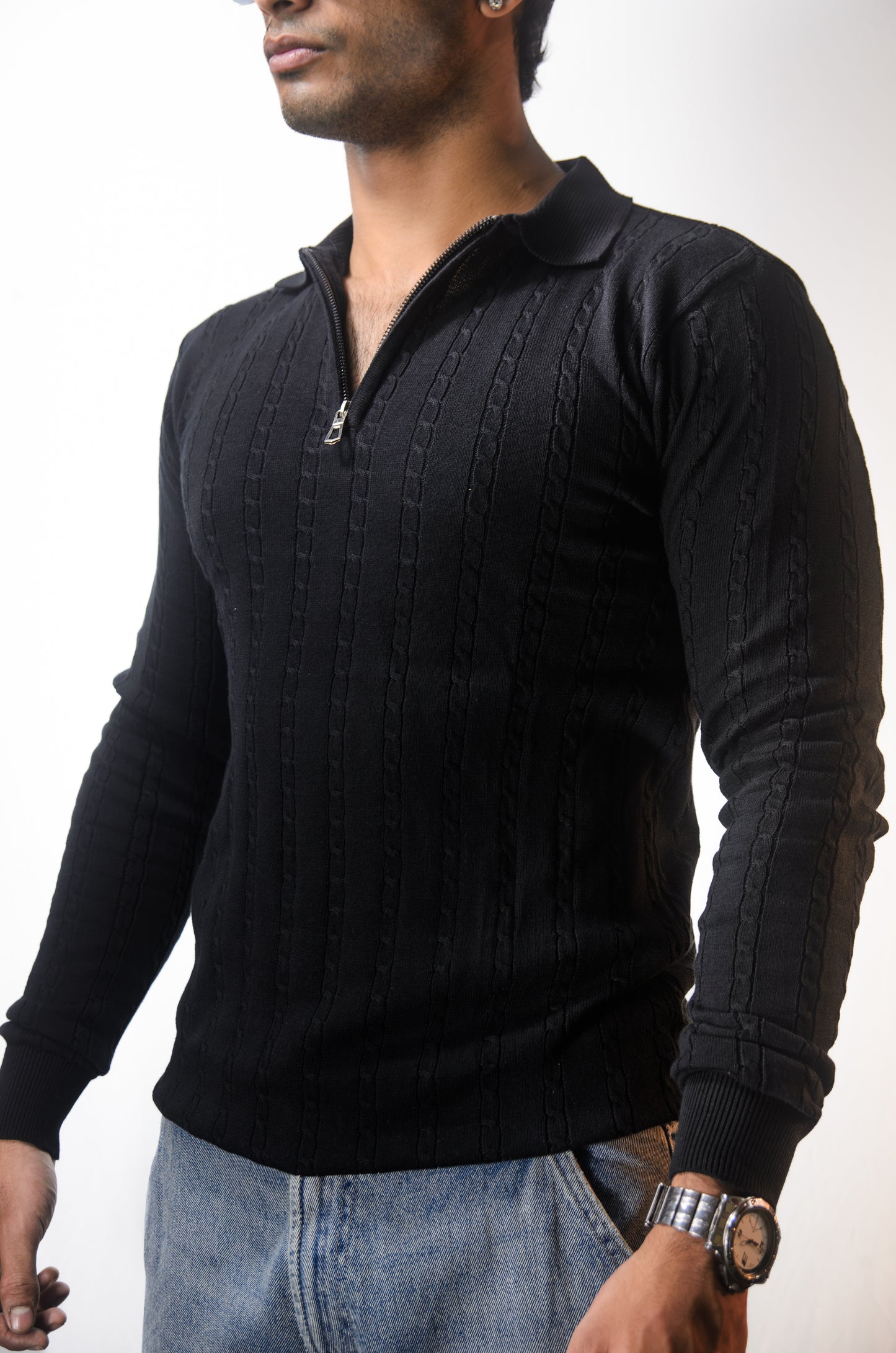 Swiss Elegance Full Sleeve T-shirt-BLACK