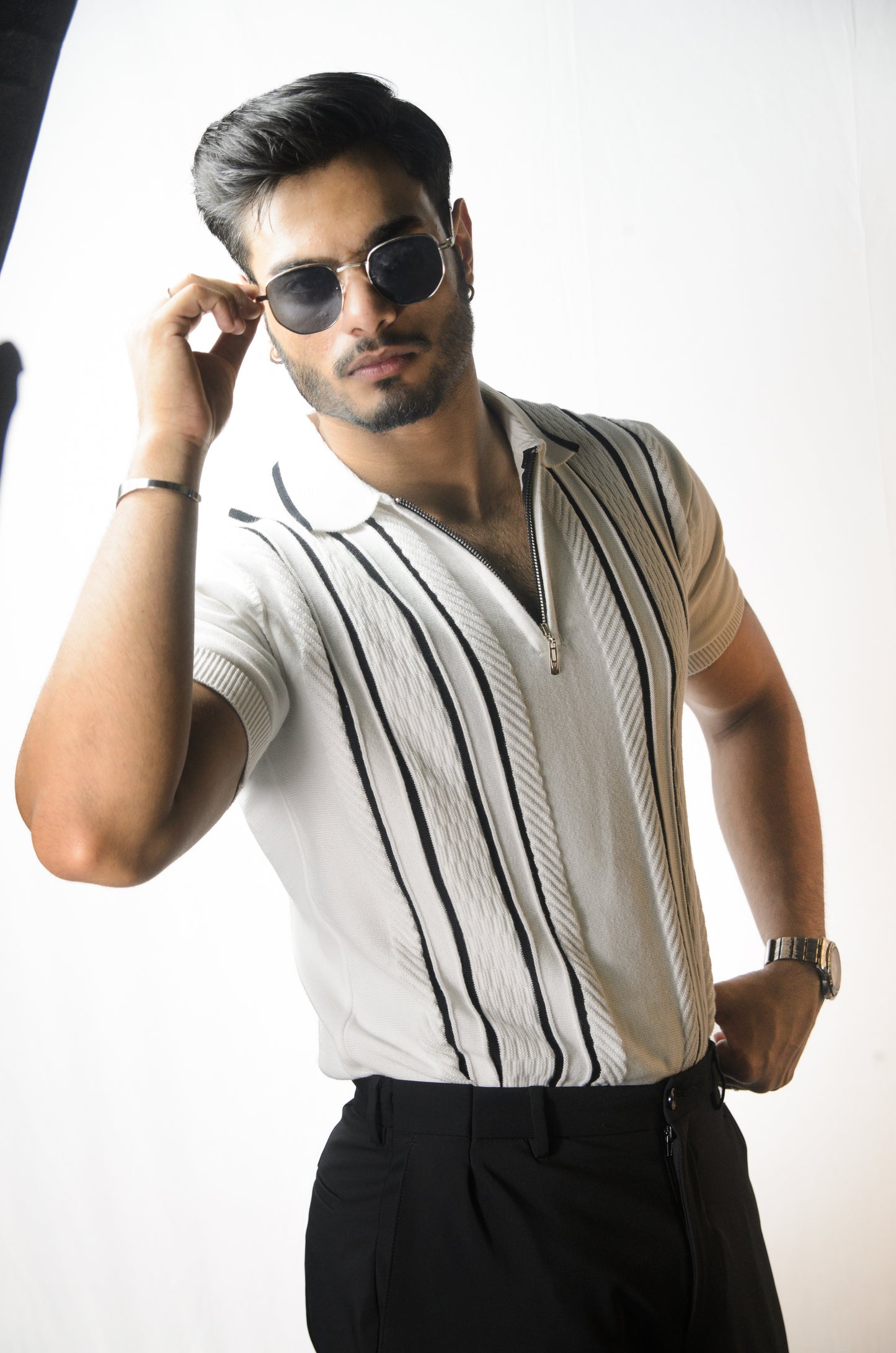 Textured Polo T-Shirt - WHITE