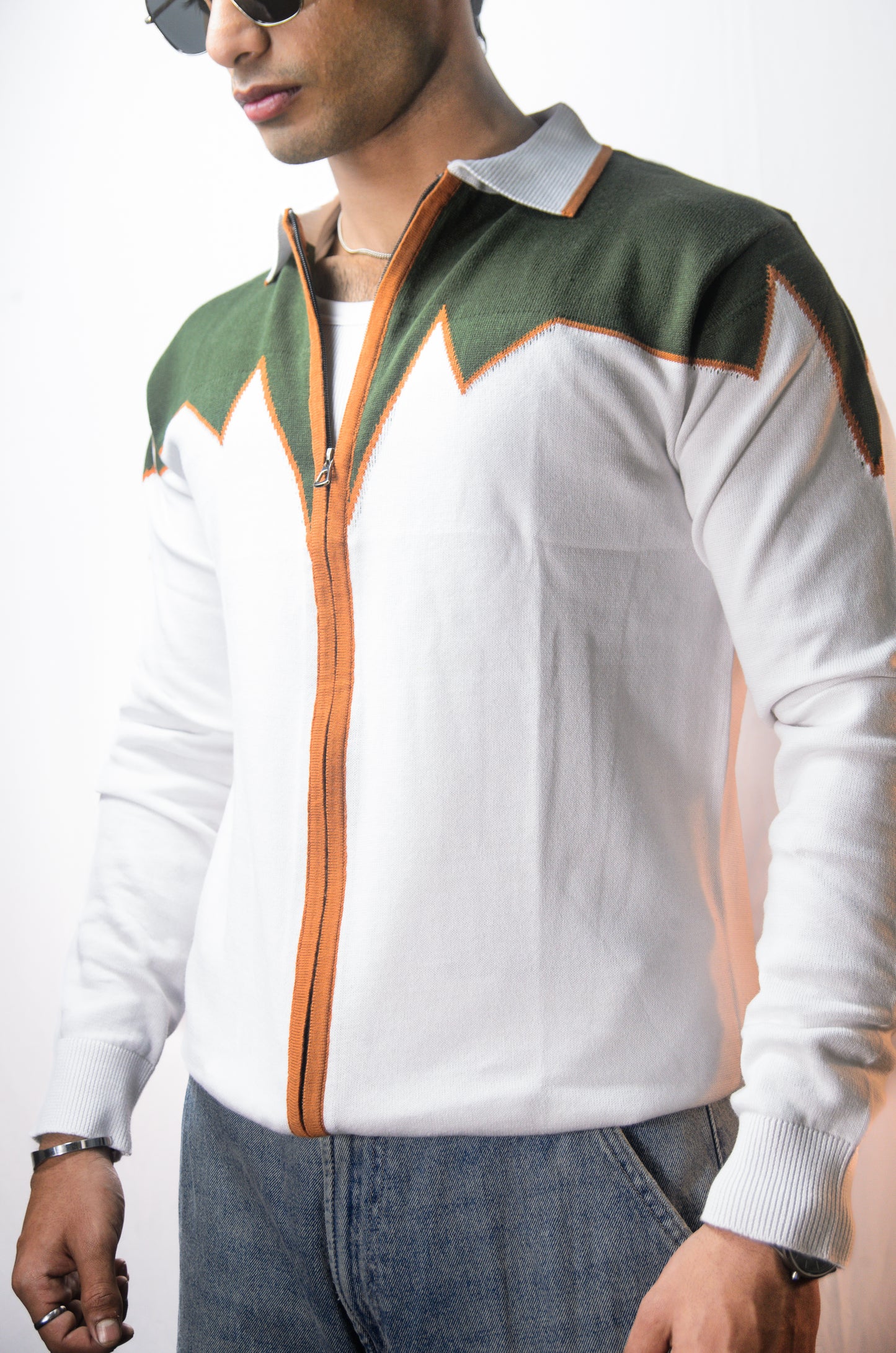 Alpine Crest Knit Full Zip T-Shirt - WHITE