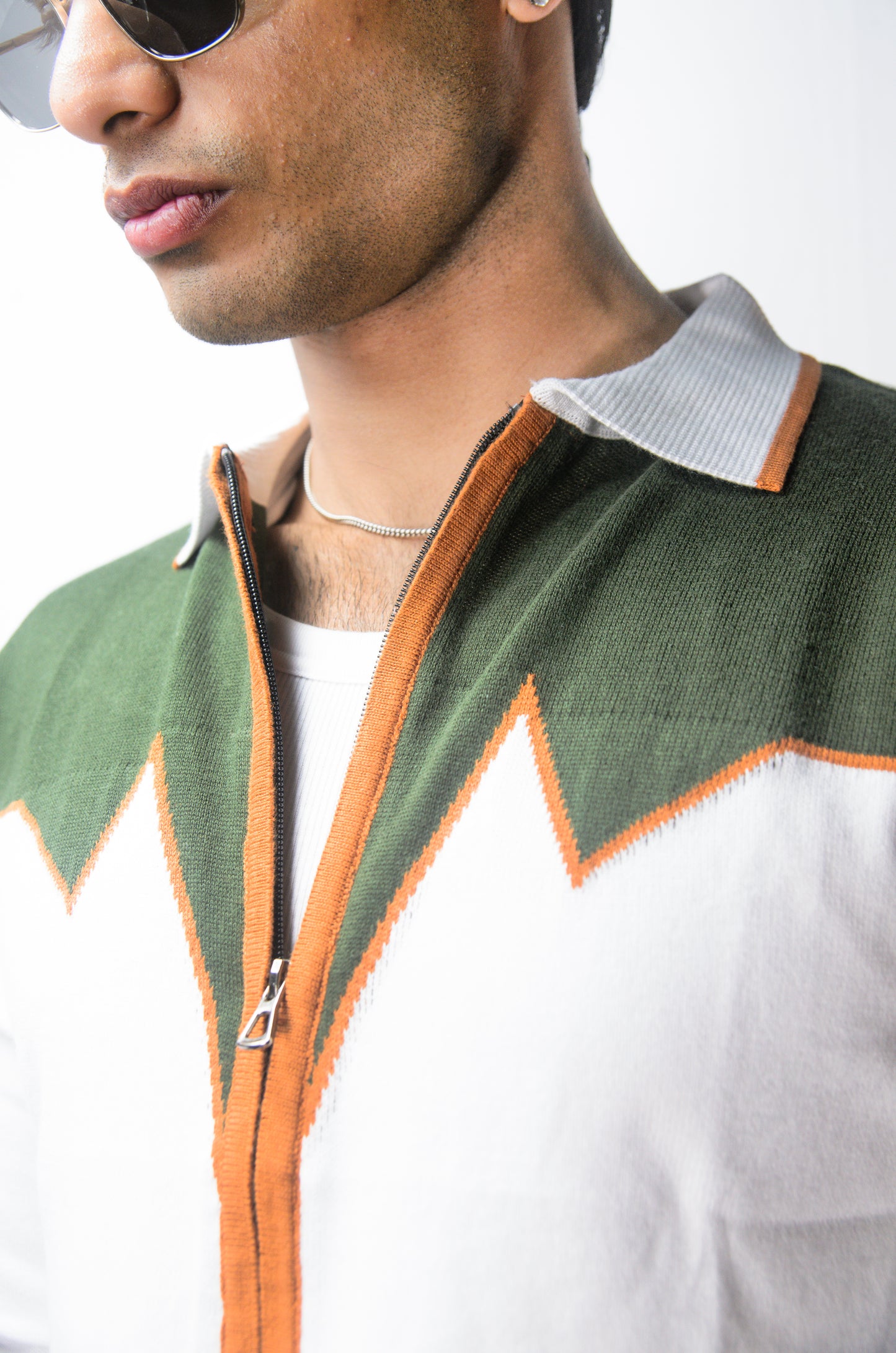 Alpine Crest Knit Full Zip T-Shirt - WHITE