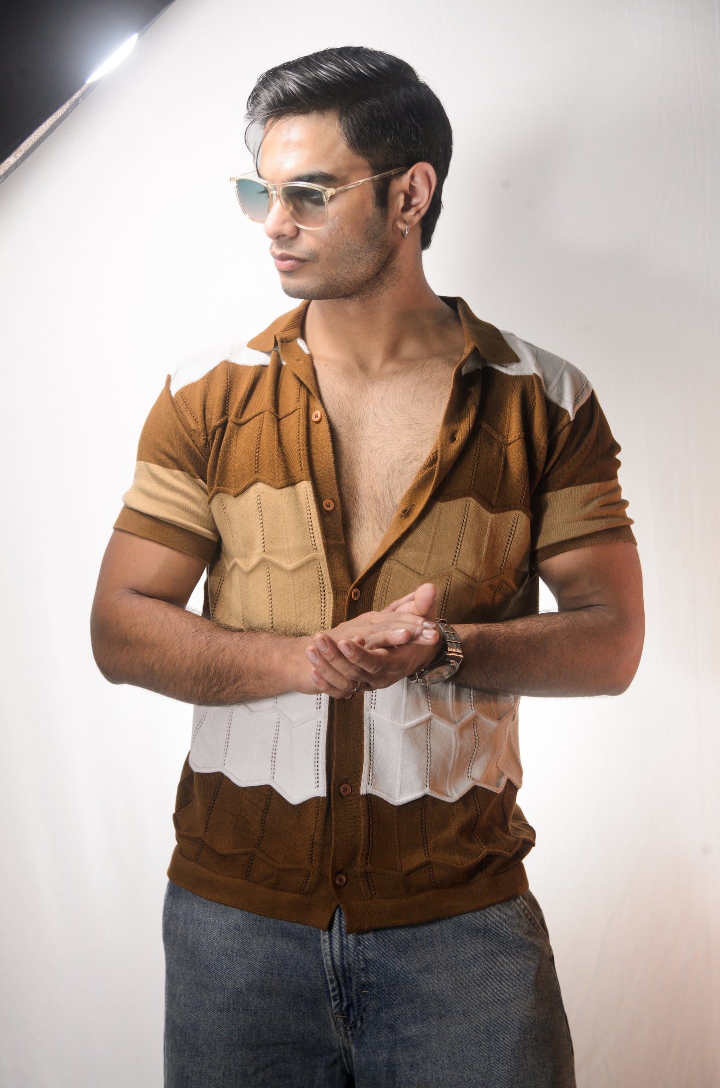 The Chill Stitch Knitted Shirt - BROWN