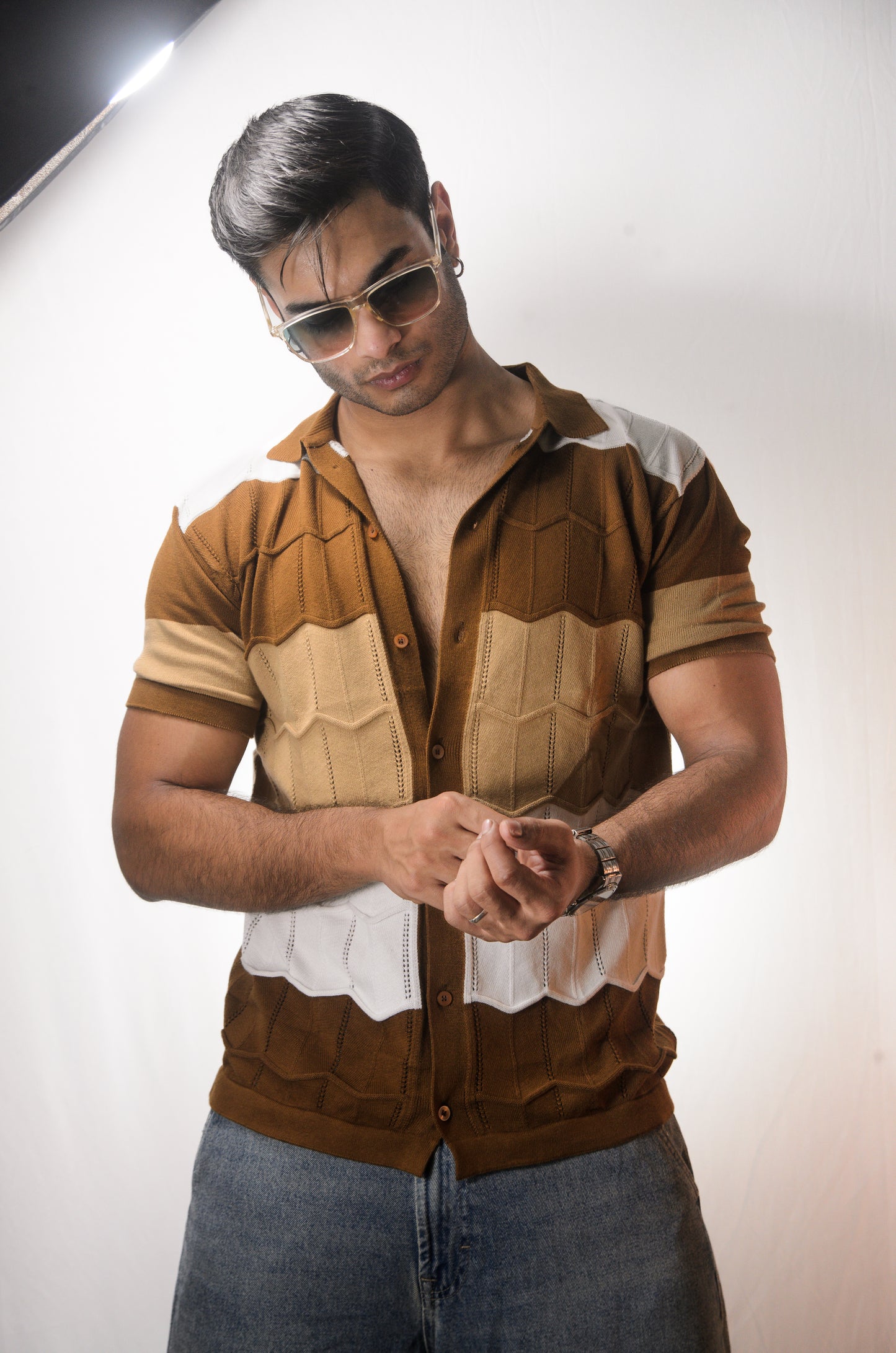 The Chill Stitch Knitted Shirt - BROWN