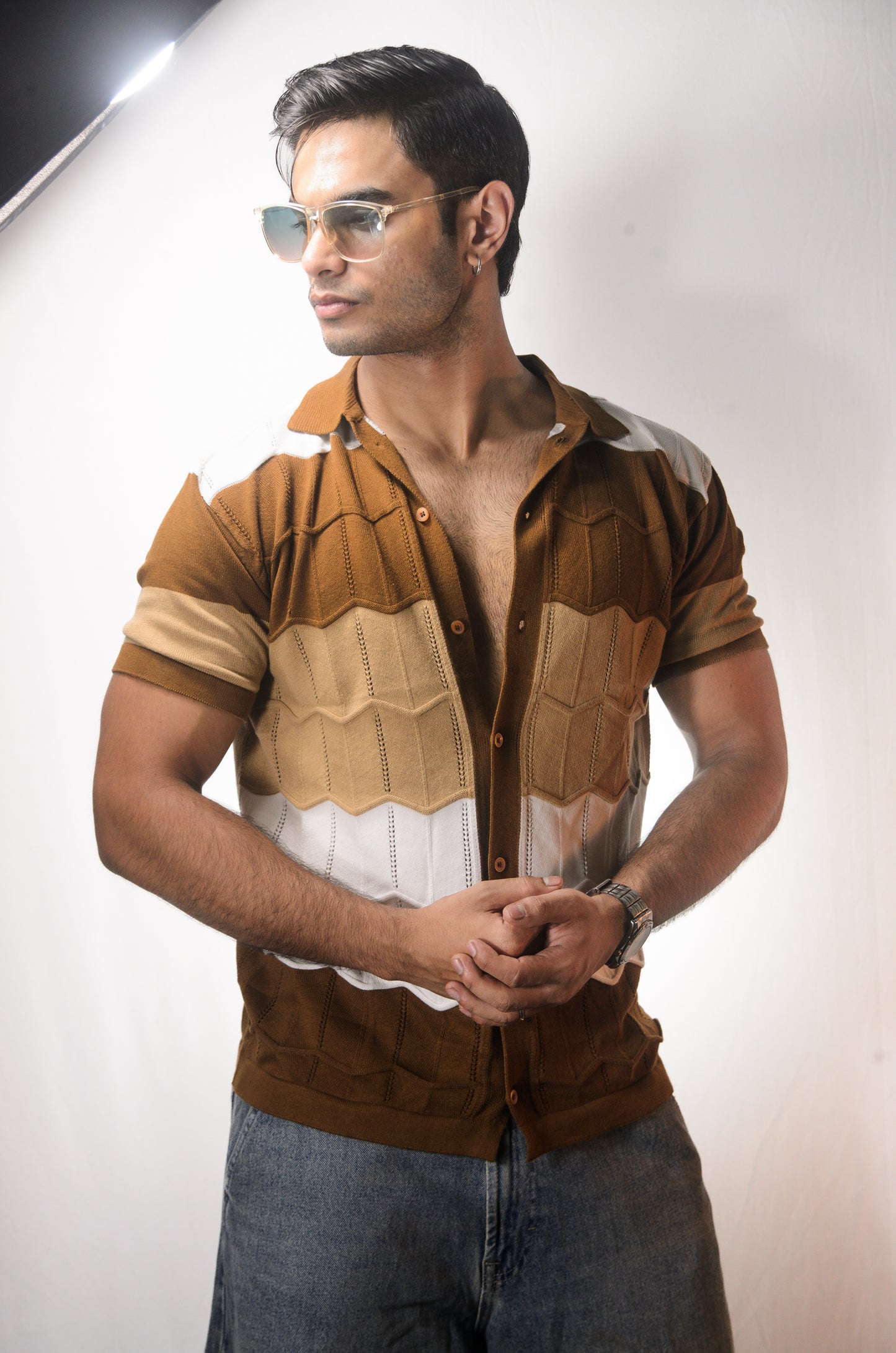 The Chill Stitch Knitted Shirt - BROWN