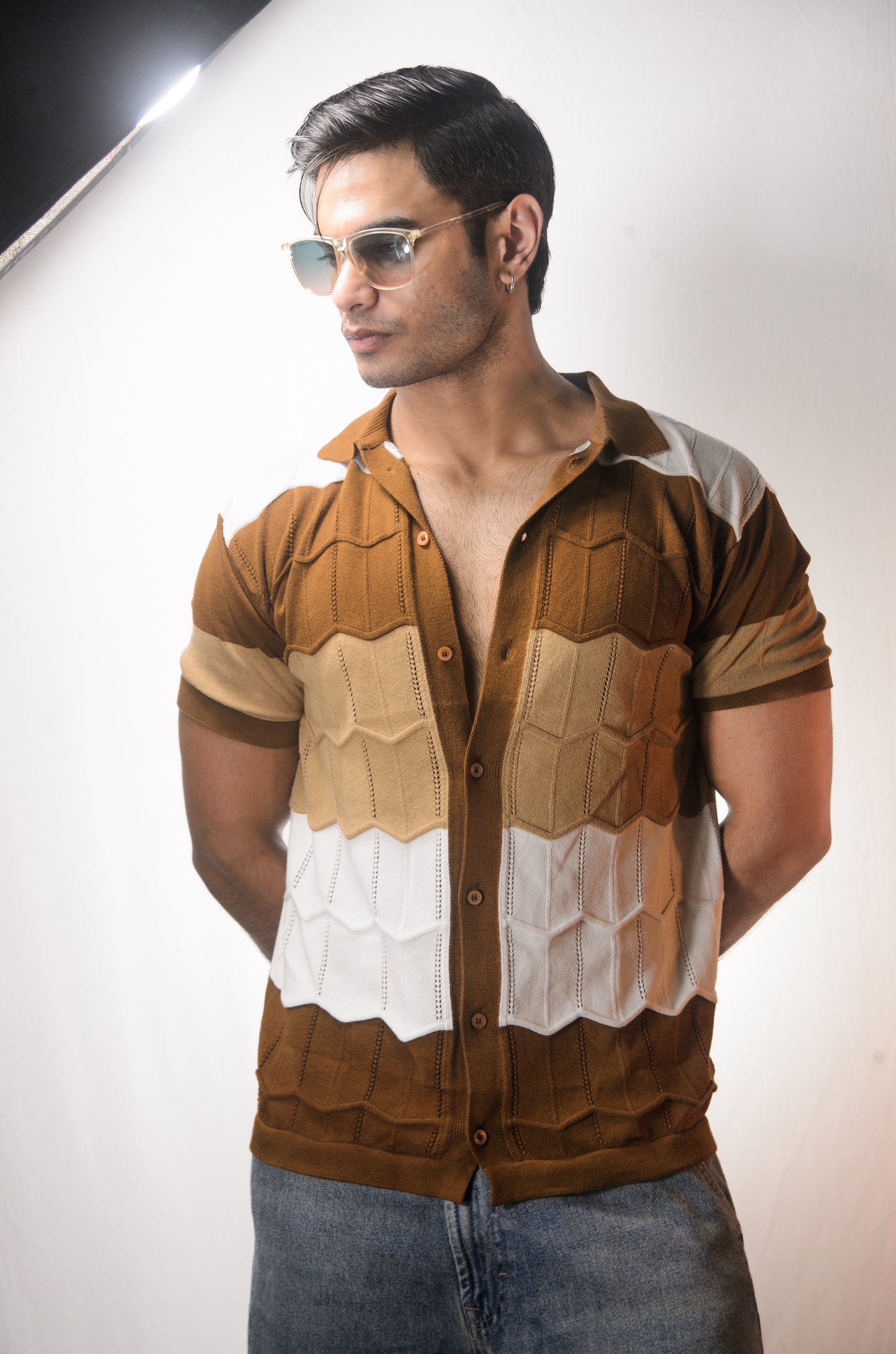 The Chill Stitch Knitted Shirt - BROWN