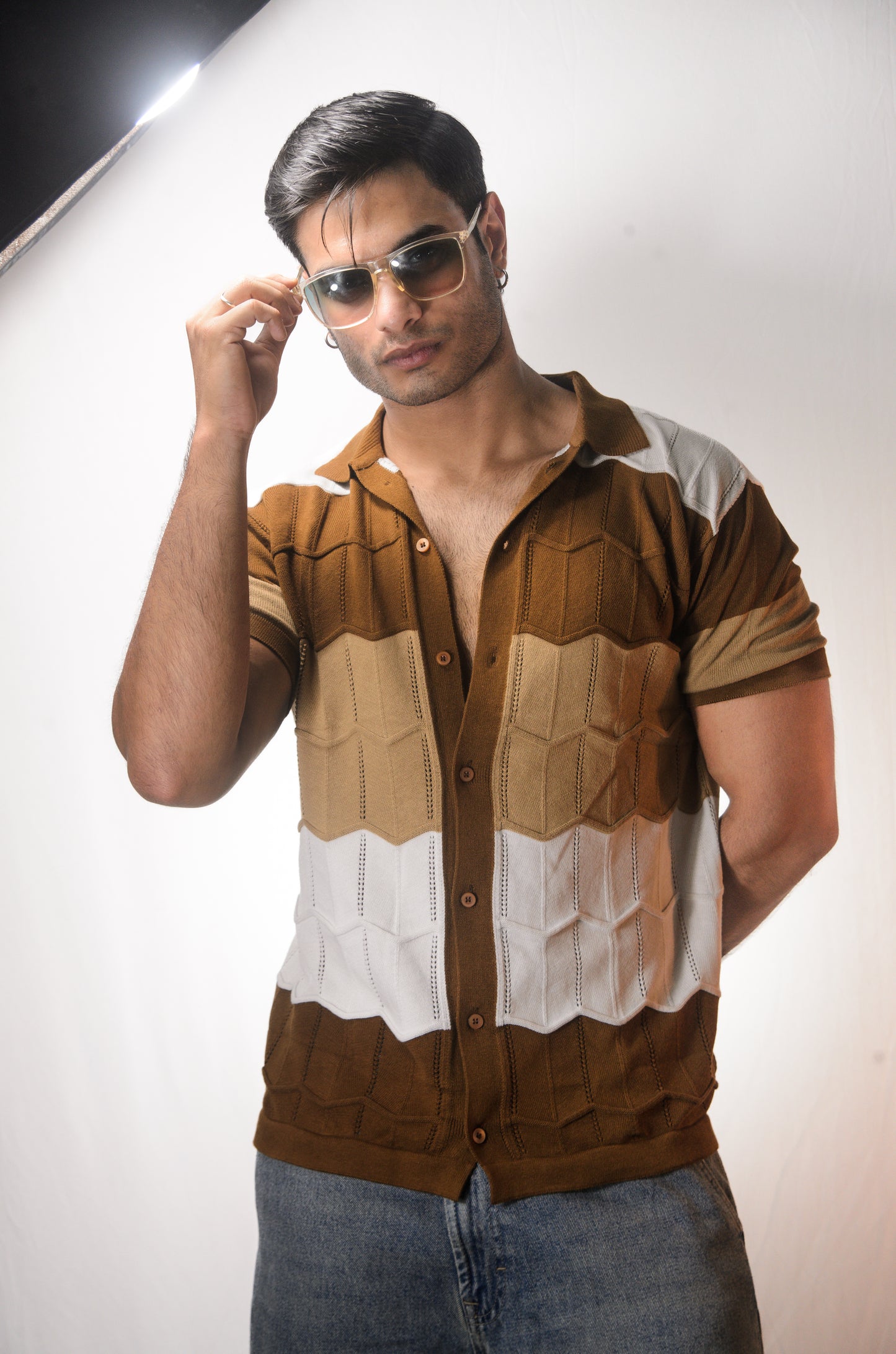 The Chill Stitch Knitted Shirt - BROWN