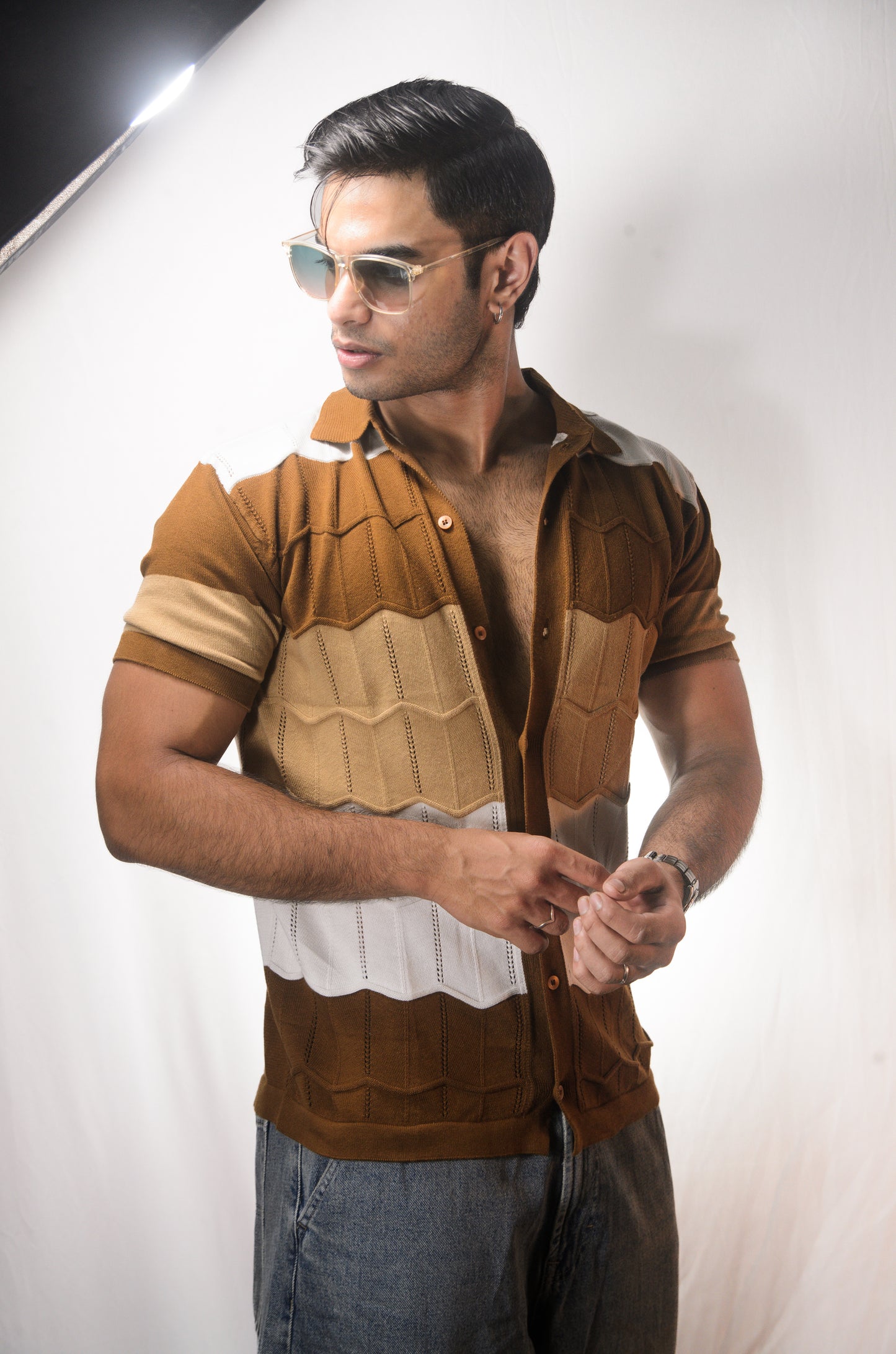 The Chill Stitch Knitted Shirt - BROWN