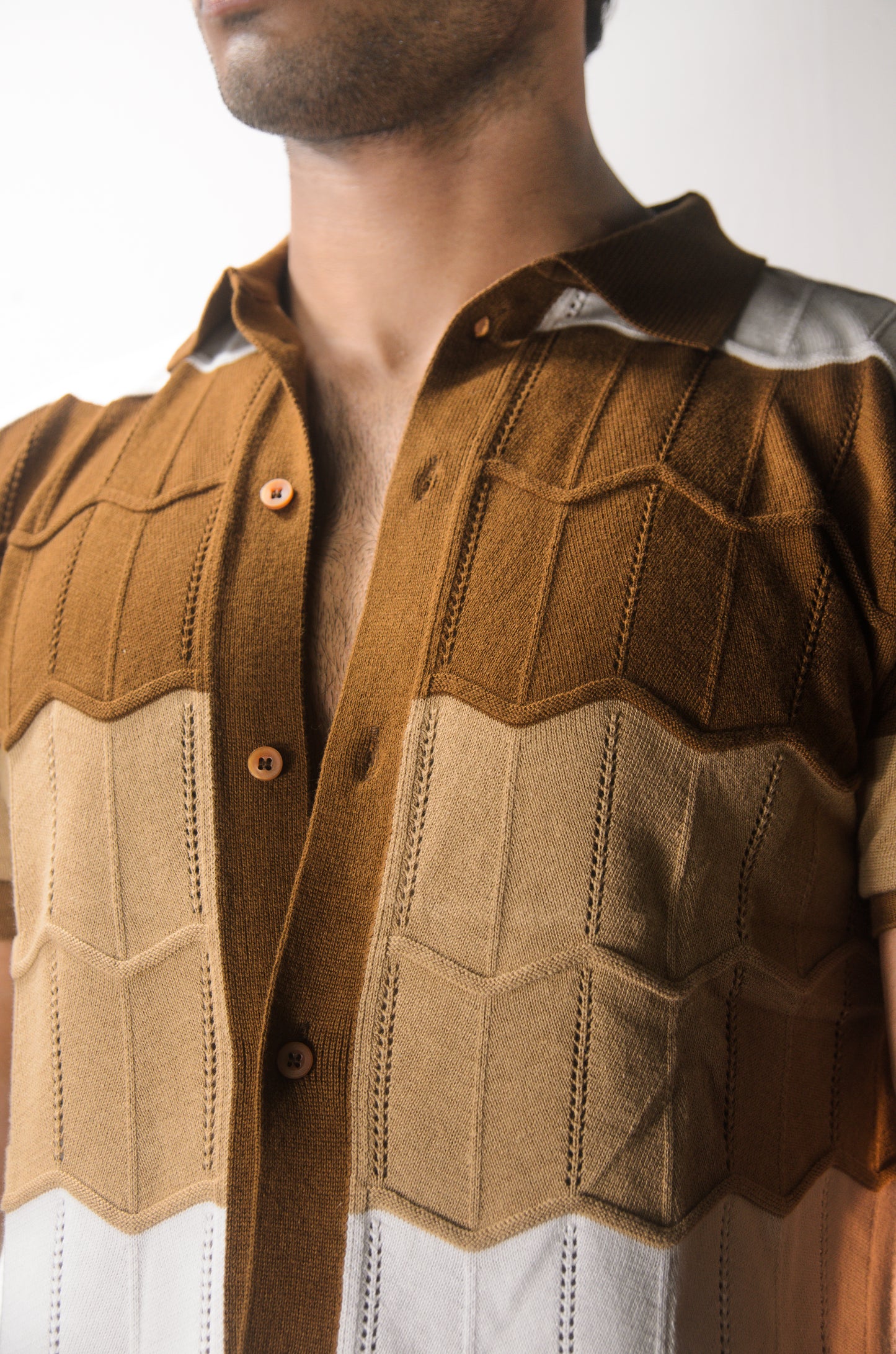 The Chill Stitch Knitted Shirt - BROWN