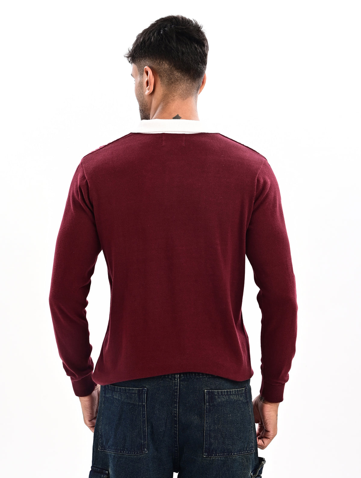 The Astor Cable Knit Polo - WINE