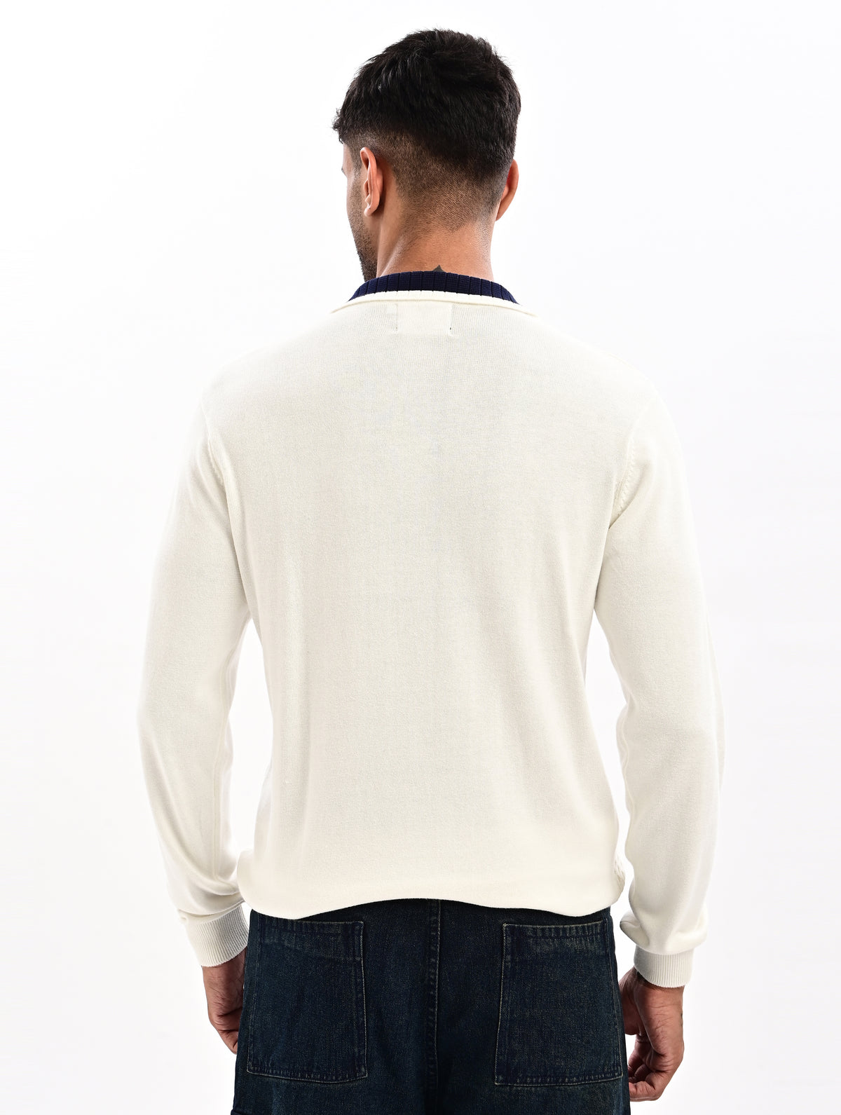 The Ivory Full Sleeve Polo - WHITE