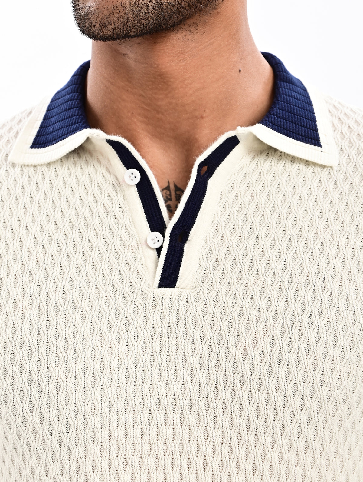 The Ivory Full Sleeve Polo - WHITE