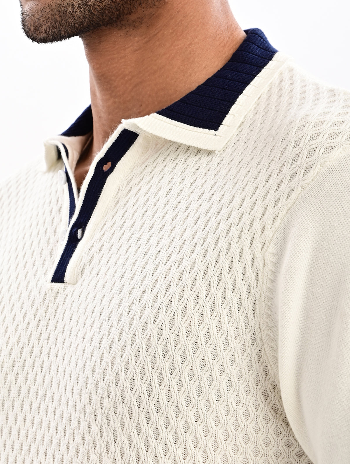 The Ivory Full Sleeve Polo - WHITE