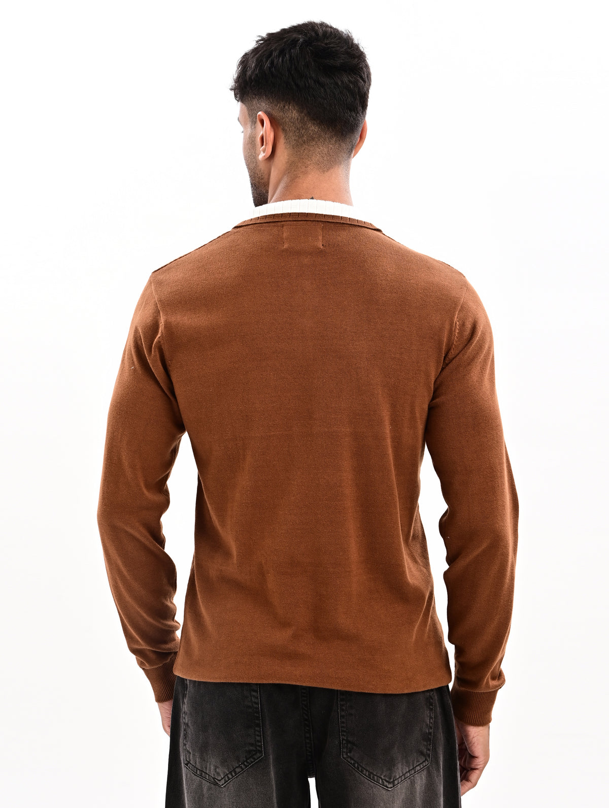 The Ivory Full Sleeve Polo - BROWN
