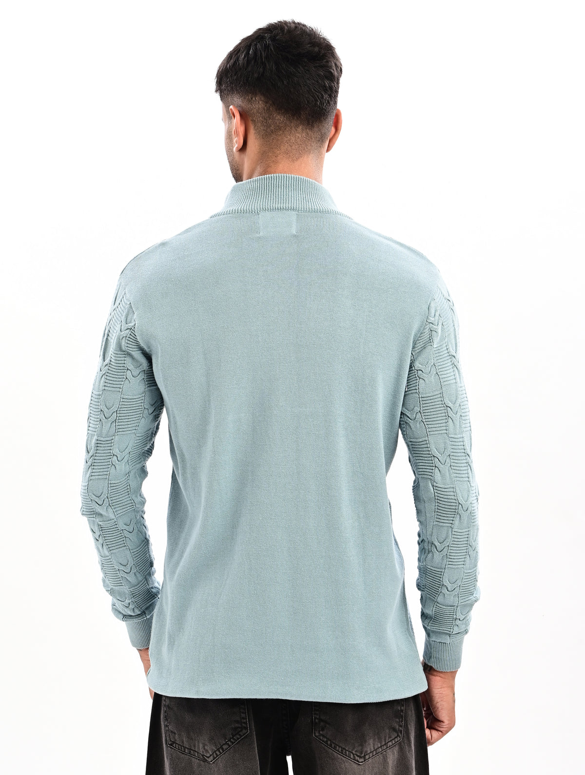 The Savile Quarter-Zip Polo CYAN