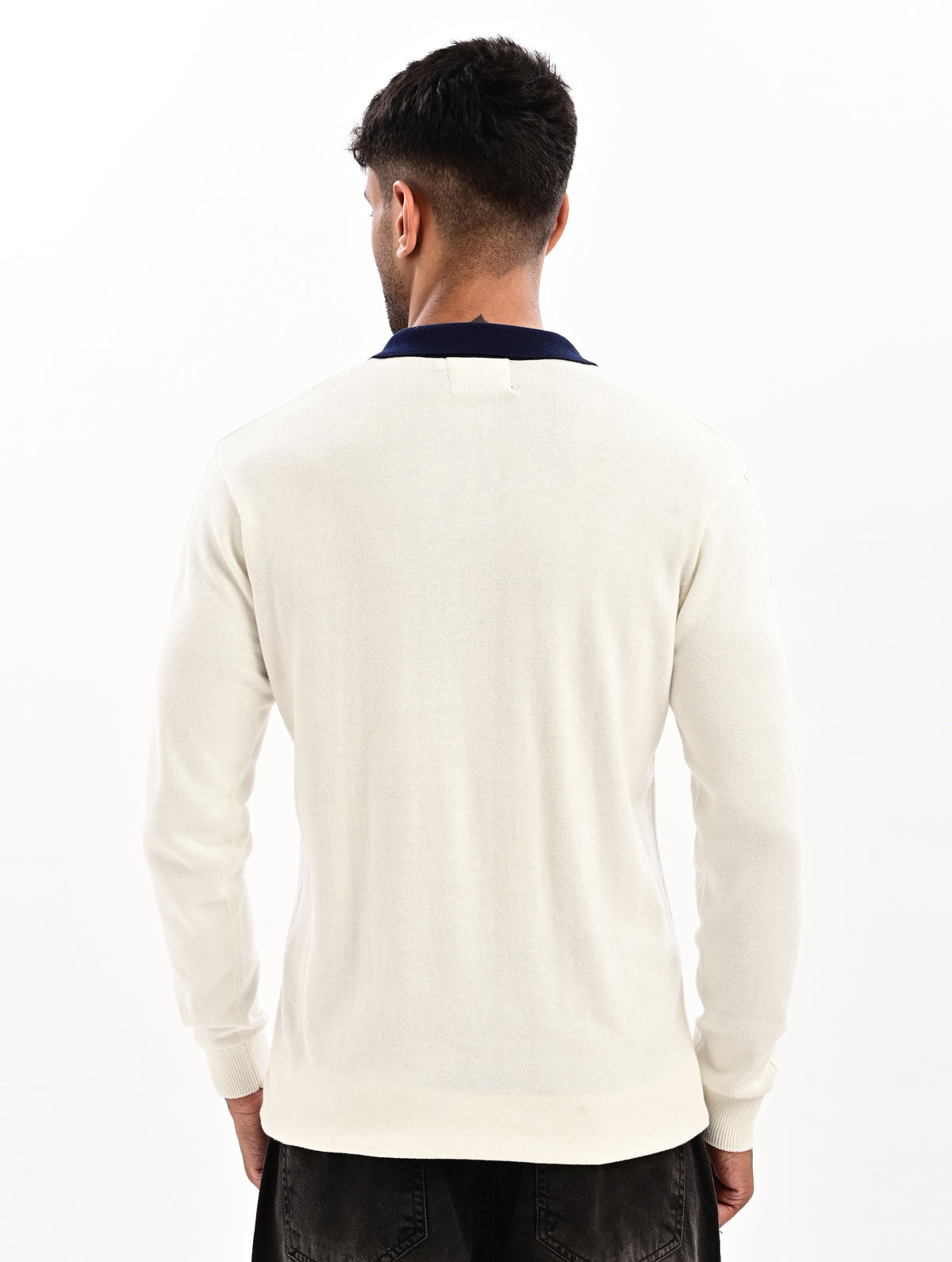 The Astor Cable Knit Polo - WHITE