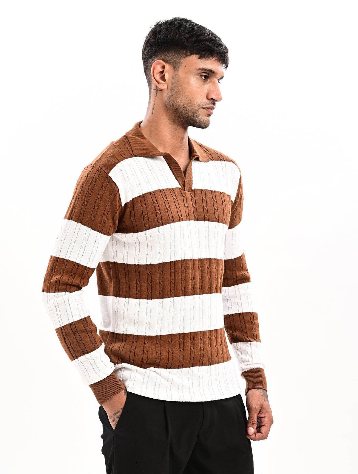 The Savoy Full Sleeve Polo -BROWN