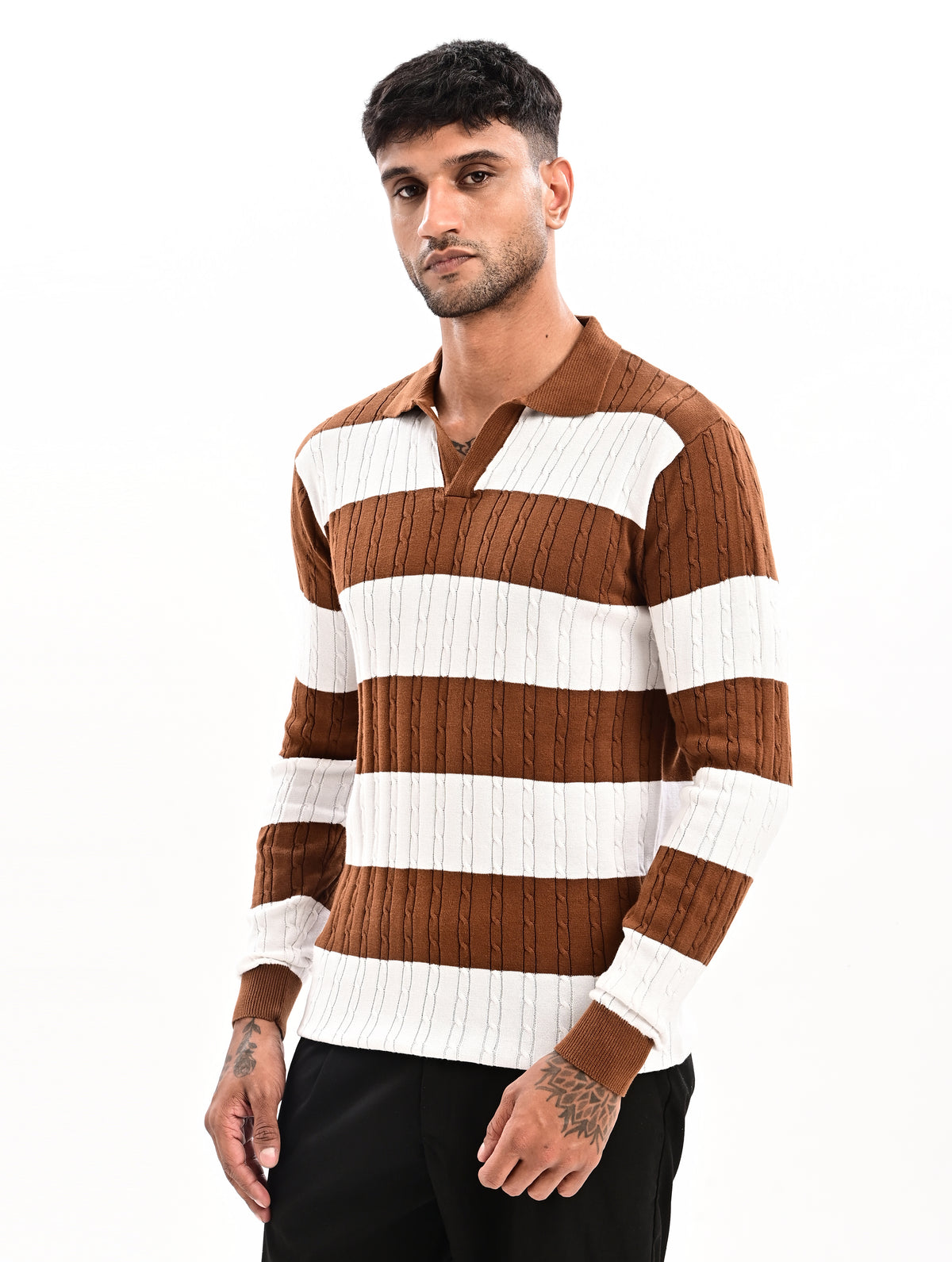 The Savoy Full Sleeve Polo -BROWN