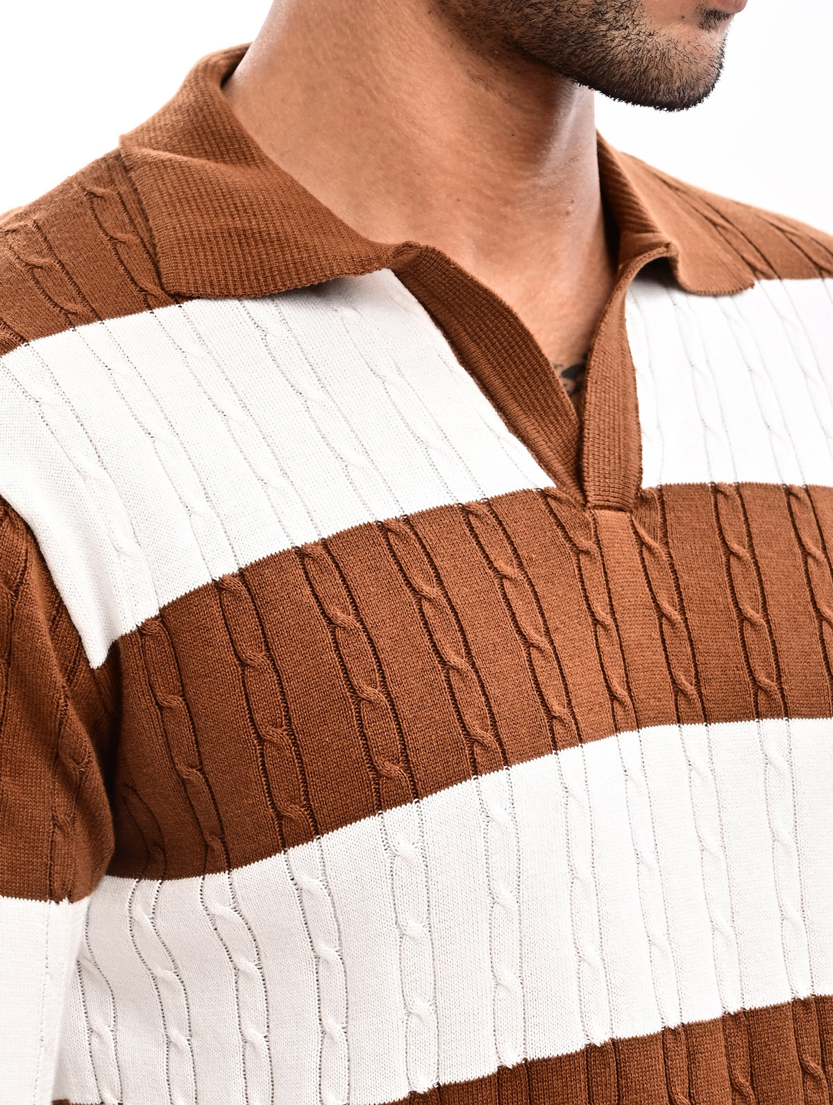 The Savoy Full Sleeve Polo -BROWN