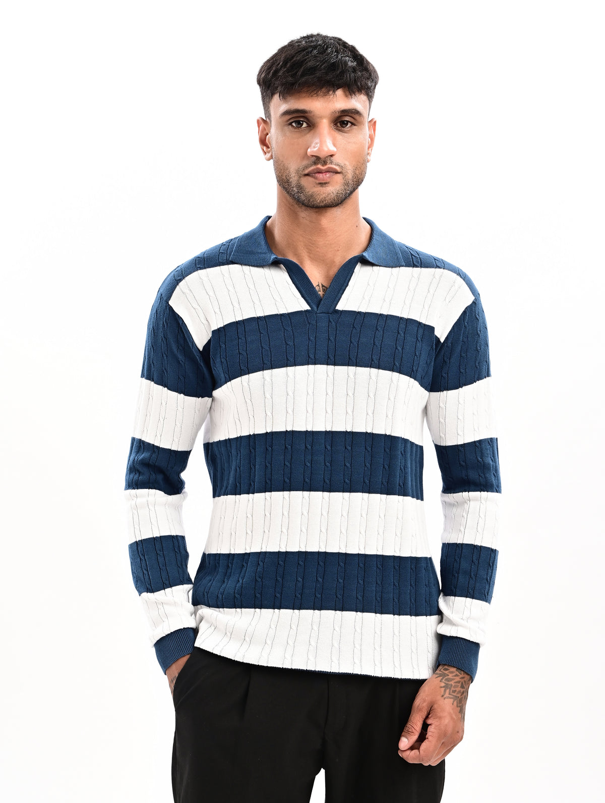 The Savoy Full Sleeve Polo -TURQUOISE BLUE