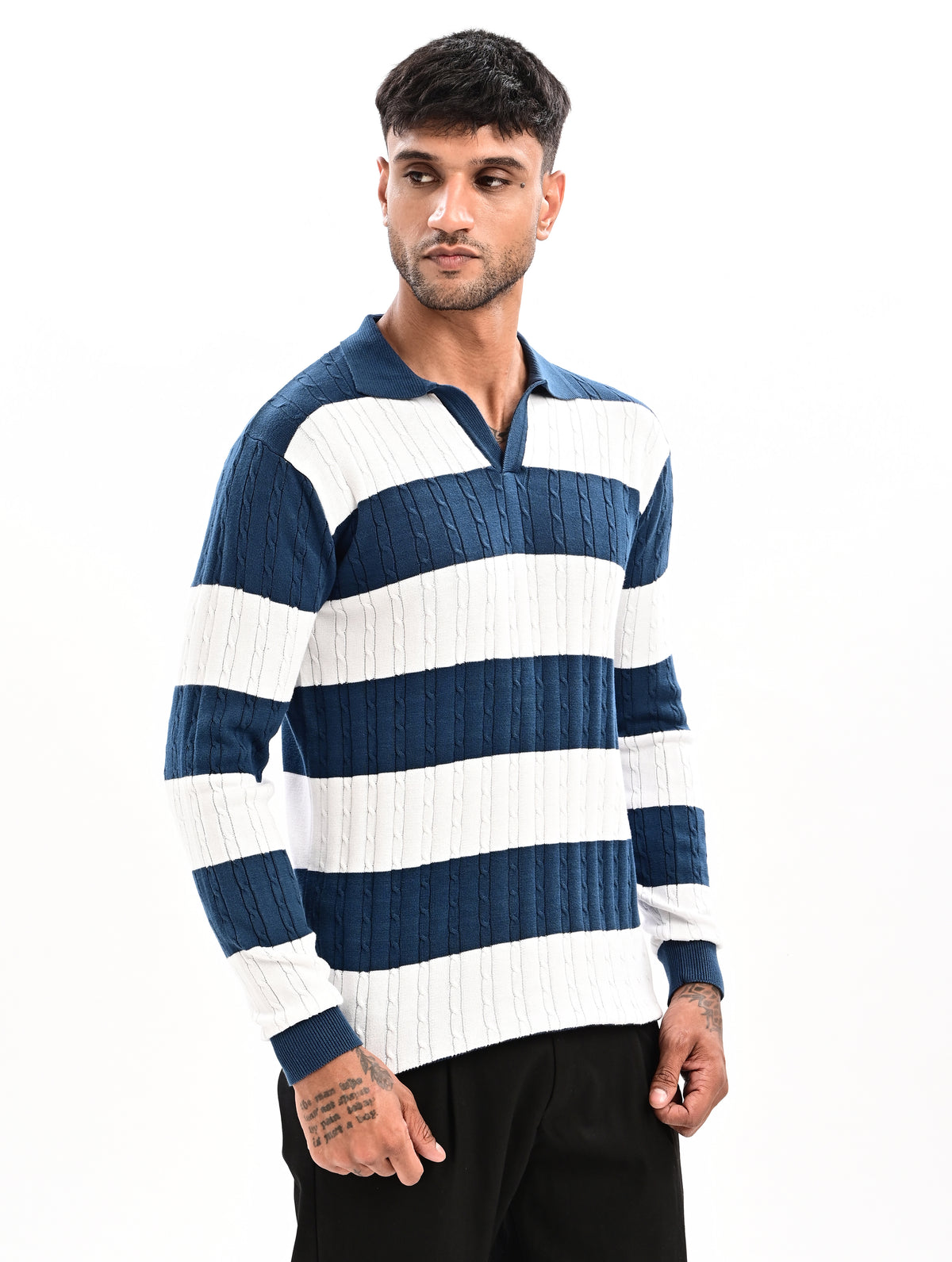 The Savoy Full Sleeve Polo -TURQUOISE BLUE