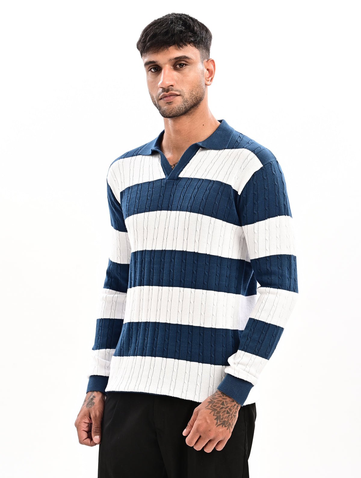 The Savoy Full Sleeve Polo -TURQUOISE BLUE