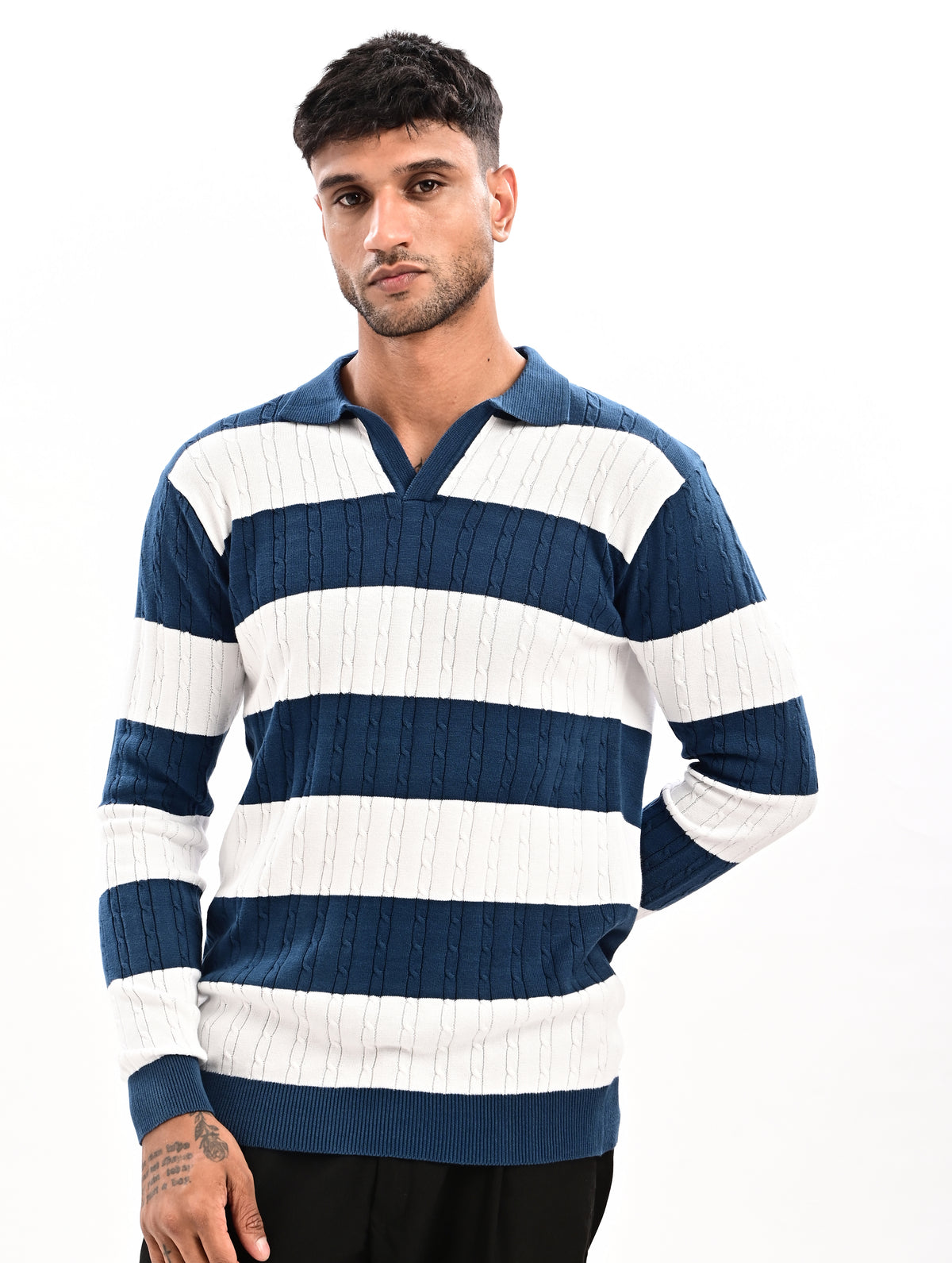 The Savoy Full Sleeve Polo -TURQUOISE BLUE