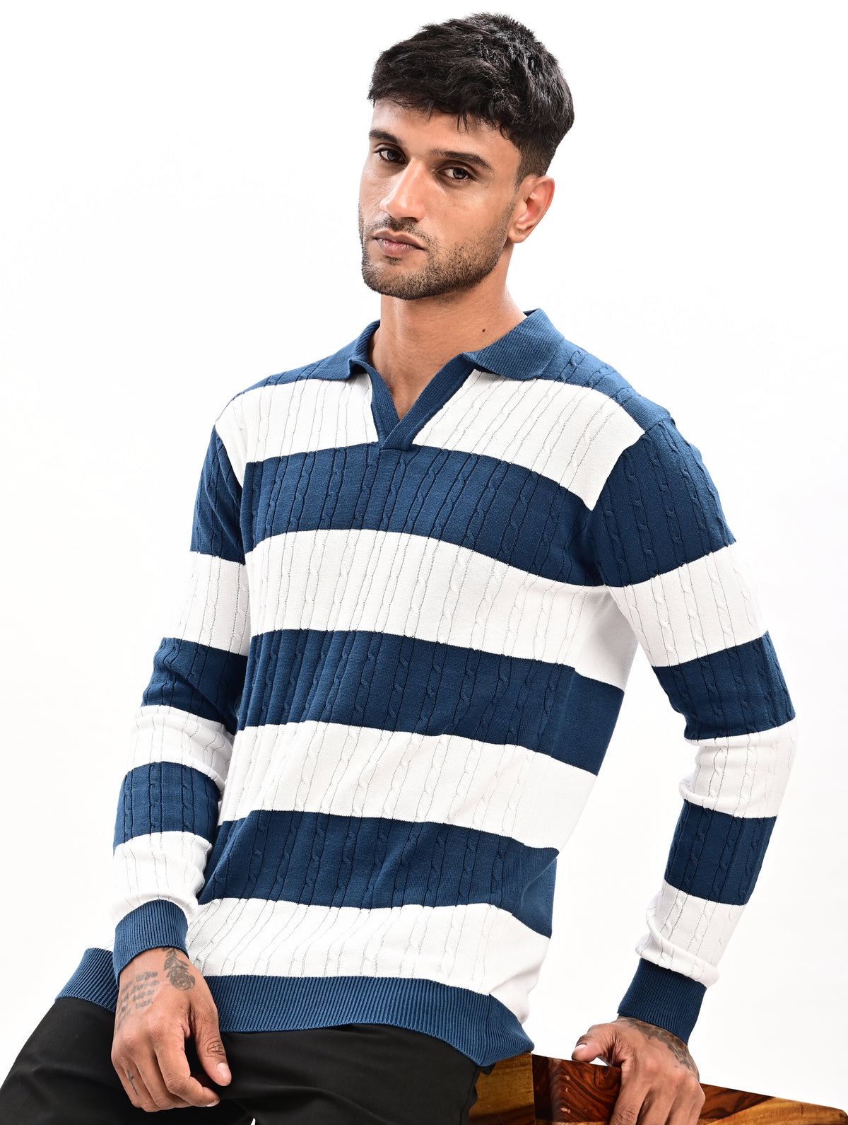 The Savoy Full Sleeve Polo -TURQUOISE BLUE