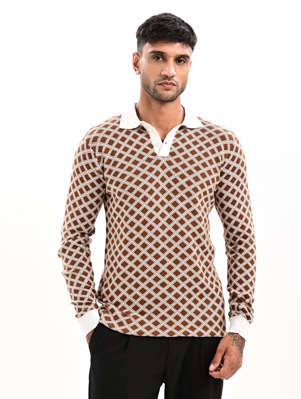 The Windsor Full Sleeve Polo - BROWN
