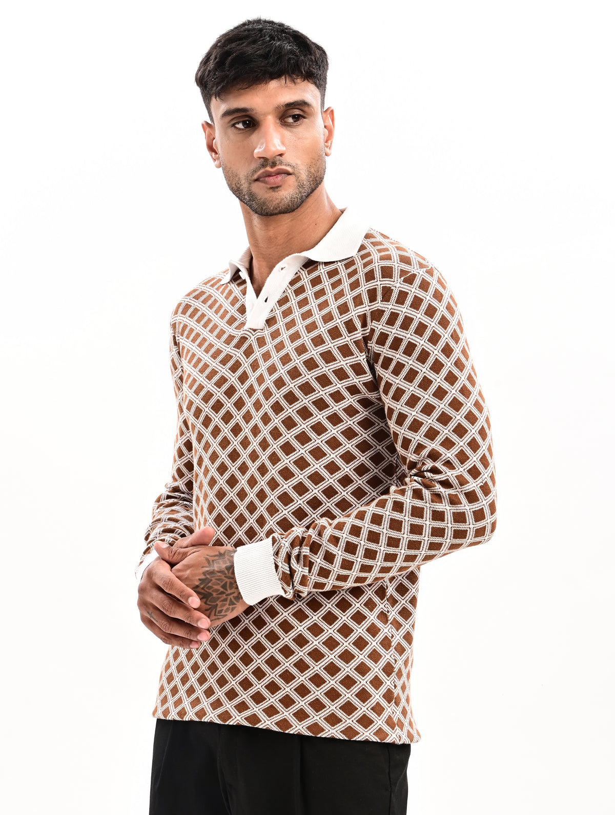 The Windsor Full Sleeve Polo - BROWN