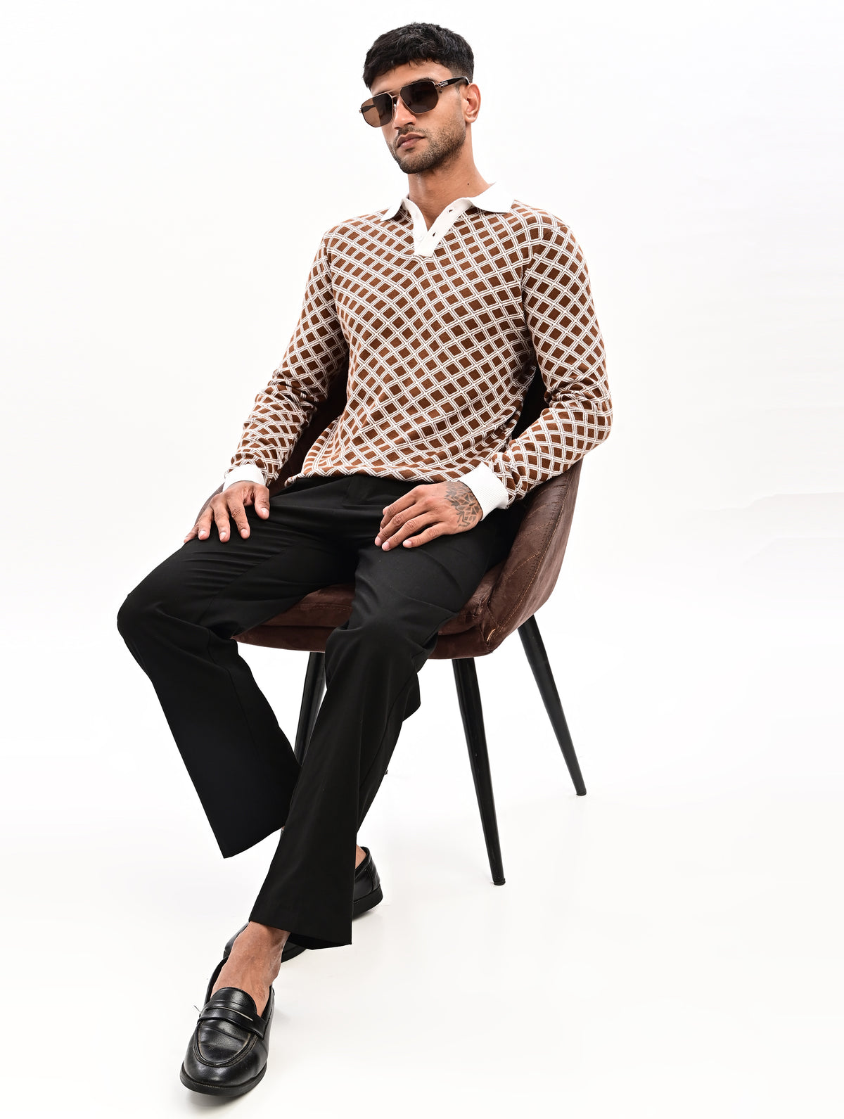 The Windsor Full Sleeve Polo - BROWN