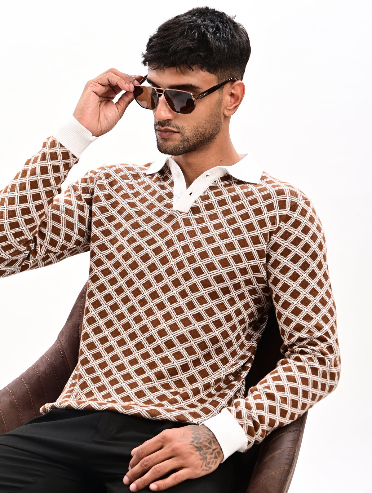 The Windsor Full Sleeve Polo - BROWN