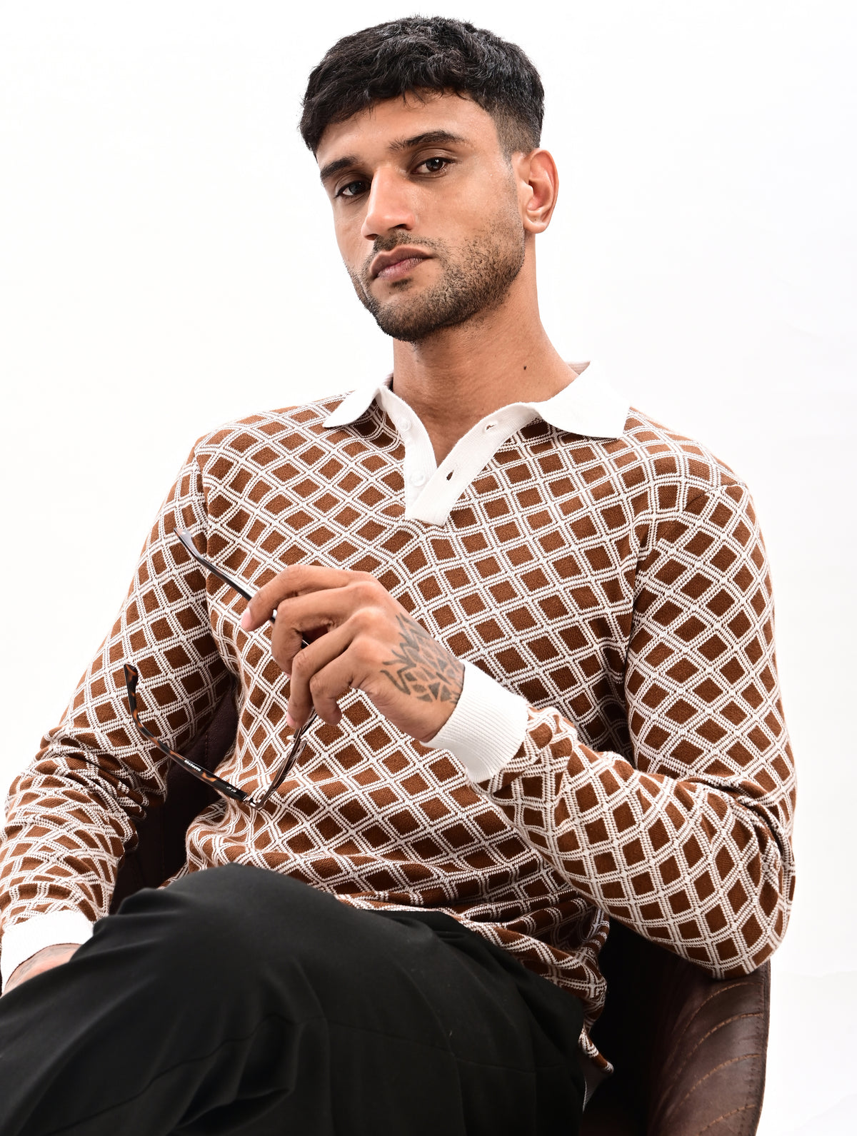 The Windsor Full Sleeve Polo - BROWN