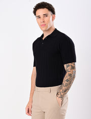 Cabel Knit T-Shirt - BLACK