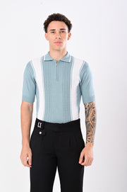 European Style Knitted T-Shirt - SKY BLUE