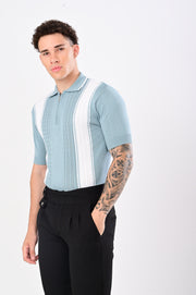 European Style Knitted T-Shirt - SKY BLUE