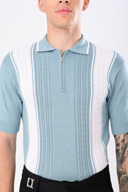European Style Knitted T-Shirt - SKY BLUE