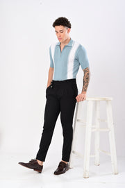 European Style Knitted T-Shirt - SKY BLUE