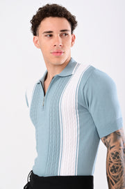 European Style Knitted T-Shirt - SKY BLUE