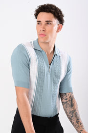 European Style Knitted T-Shirt - SKY BLUE