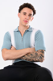 European Style Knitted T-Shirt - SKY BLUE