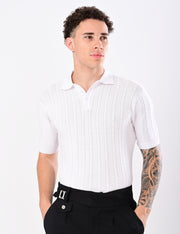 Cabel Knit T-Shirt - WHITE