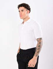 Cabel Knit T-Shirt - WHITE