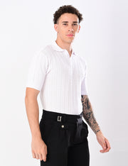 Cabel Knit T-Shirt - WHITE