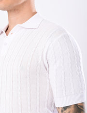 Cabel Knit T-Shirt - WHITE